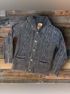 DOUBLE RL RALPH LAUREN RRL INDIGO CABLE KNIT SWEATER- MEN’S SIZE LARGE